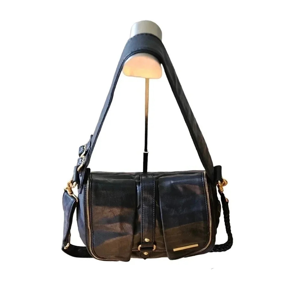 Matt & Nat Vegan Leather Braided Strap Crossbody Shoulder Bag Navy Blue. - Picture 2 of 13